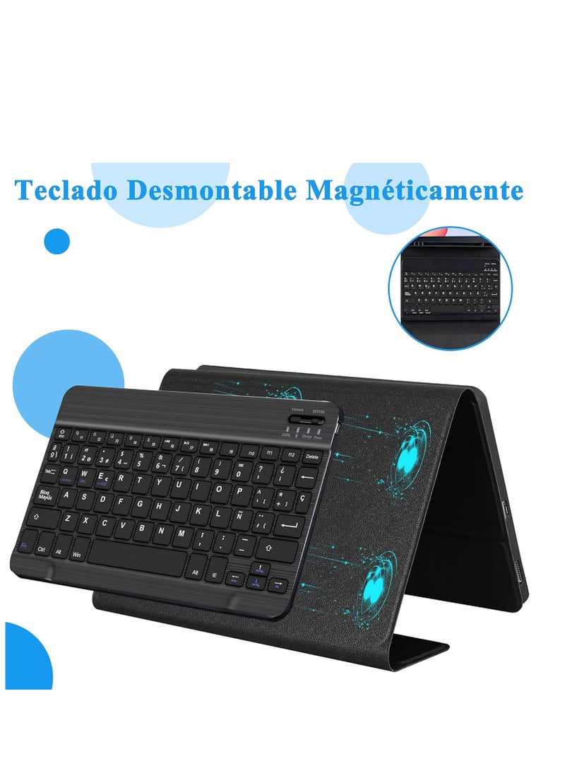 Buenos Case With Keyboard For Samsung Galaxy Tab A9 8.7 Inch 2023 Detachable Bluetooth Keyboard Case Black - Image 3