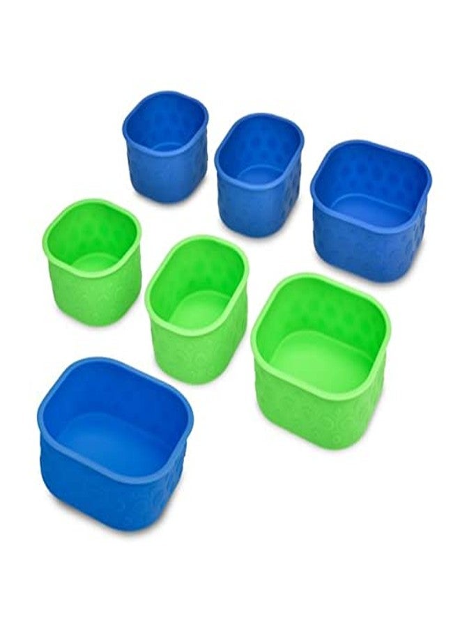 LunchBots Silicone Bento Cups Set - Accessories Designed to Fit in Medium and Large Bento Lunch Boxes - 7 Pieces - Blue/Aqua - Image 1