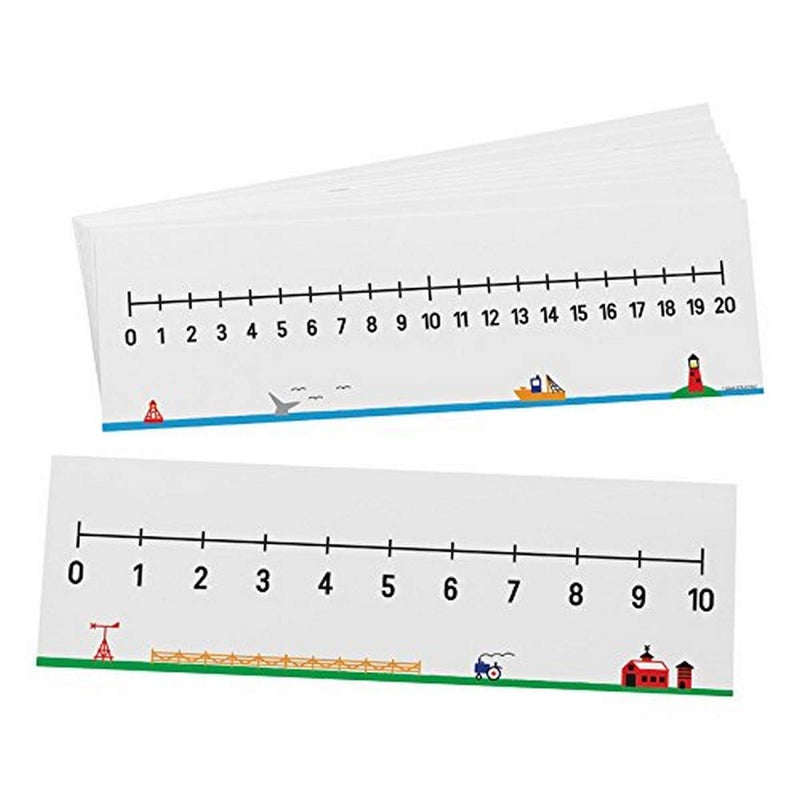 Didax Write-On/Wipe-Off Number Lines 0â€“10 & 0â€“20 â€“ Double-Sided Dry-Erase Math Tool for Early Learners, Set of 10
