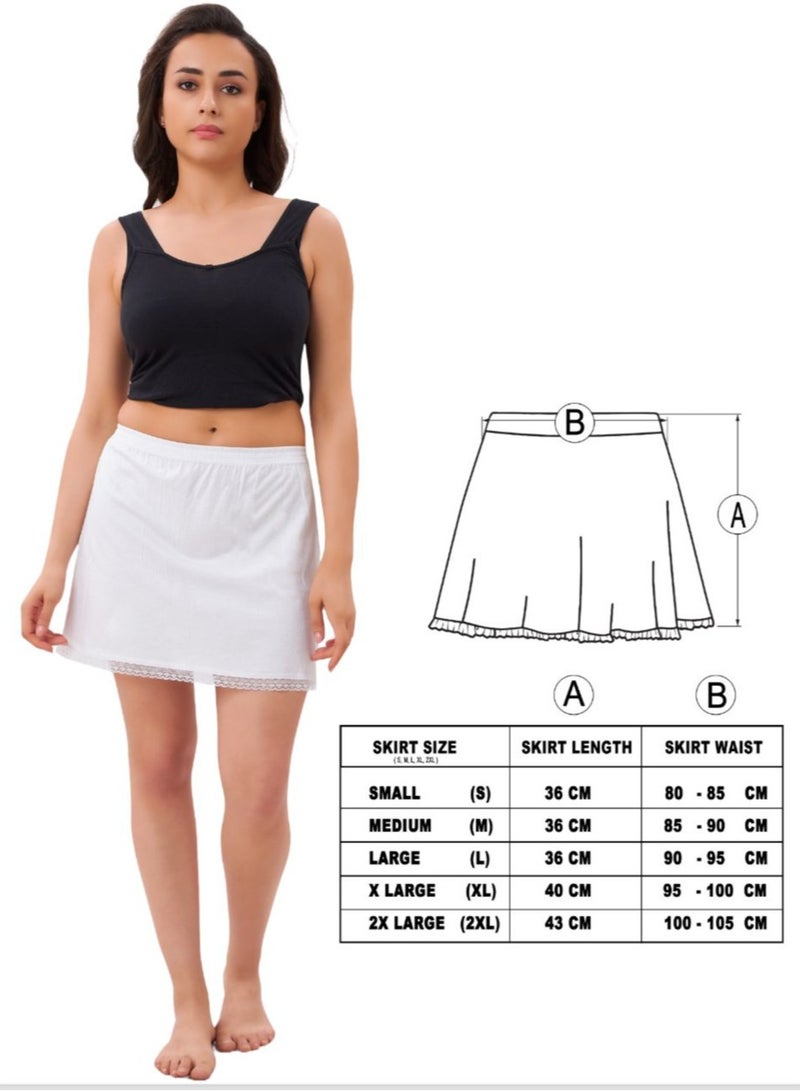 mybody Women's Cotton Rich Micro Short Inner Skirt Slip – White Soft, Breathable & Lightweight Underskirt Liner for Everyday Comfort Perfect for Dresses, Skirts, Uniforms | Stretch Waistband | Anti-Static Fabric  - Image 4