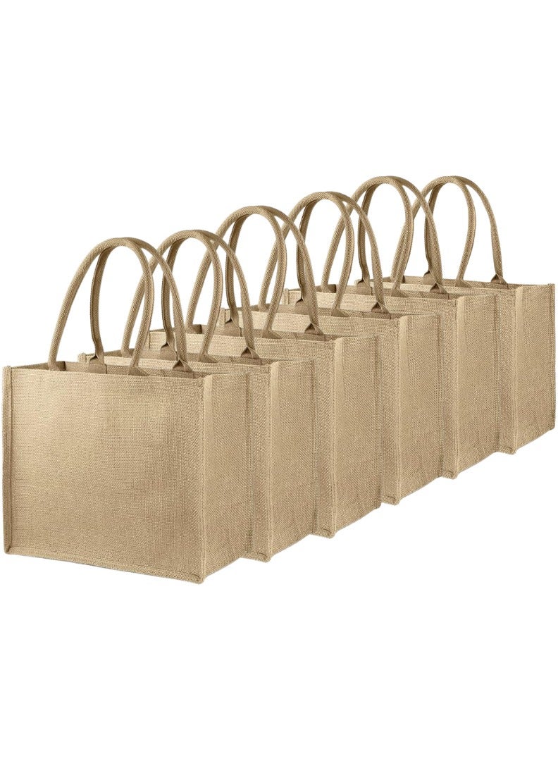 Pearl Coast EcoChic Jute Tote Bags | Pack of 6 | Durable, Stylish & Reusable - Image 1