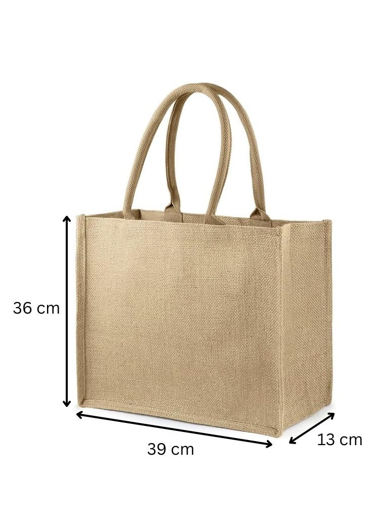 Pearl Coast EcoChic Jute Tote Bags | Pack of 6 | Durable, Stylish & Reusable - Image 3