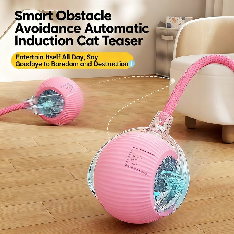 كرة قطط تفاعلية، كرة تتحرك تلقائيًا مع شحن USB للعب داخل المنزل، لعبة ألغاز لتخفيف الملل للقطط (اللون: متعدد الألوان) - Image 3