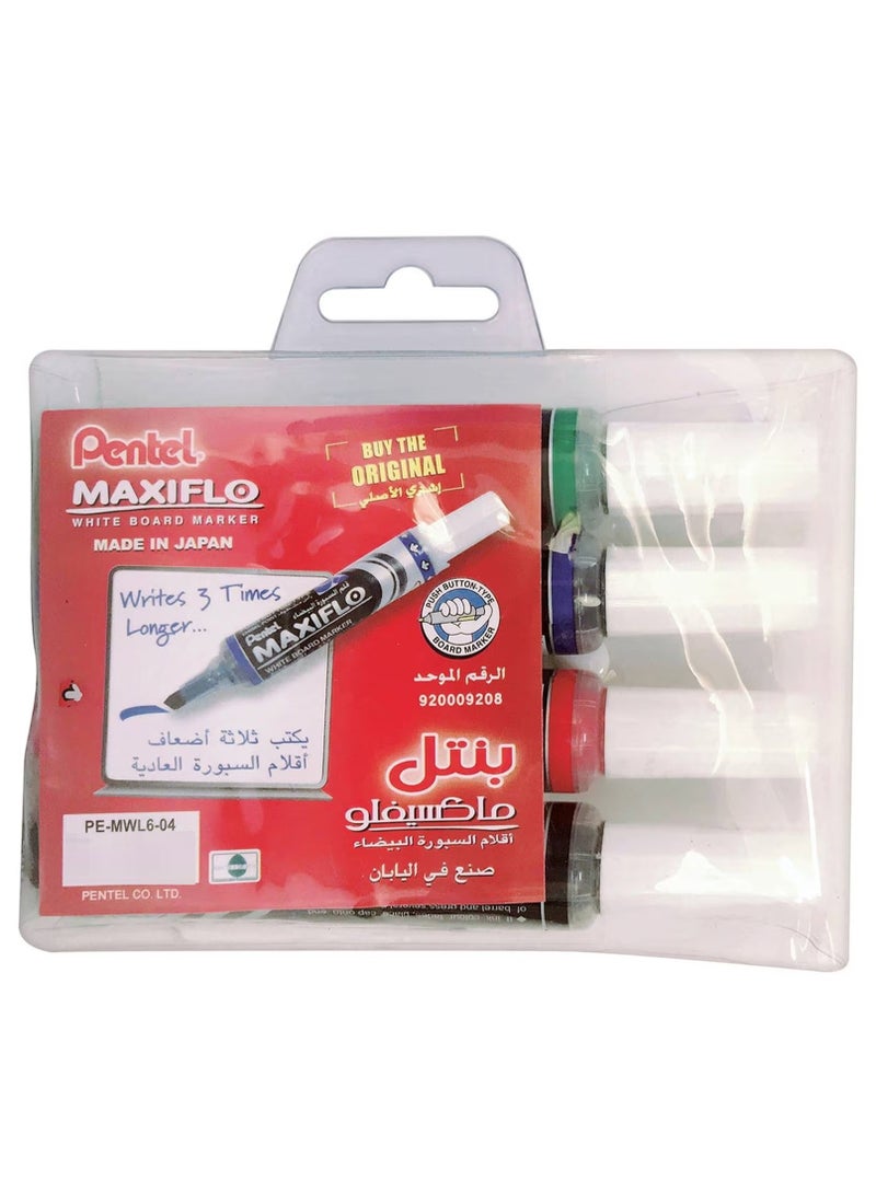 بنتل مجموعة أقلام ماكسيفلو للسبورة البيضاء برأس إزميل، 4 قطع - Image 2