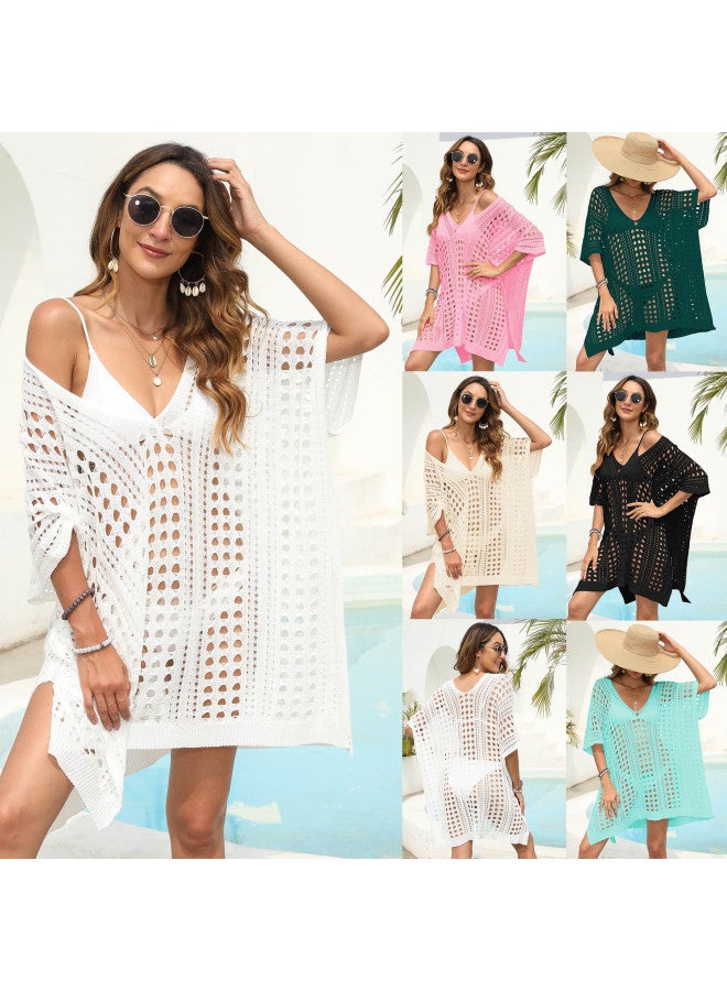 إسكدنيا ملابس الشاطئ النسائية الأوروبية والأمريكية، فستان بي خارجي منسوج بفتحة على شكل حرف V عميق Z840-اللون: أسود- - Image 2