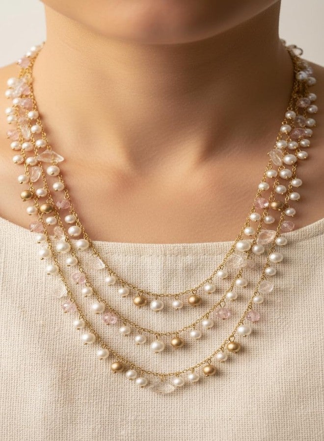 دي سي أيه قلادة نسائية من DCA باللون الأبيض والأرجواني والذهبي، متعددة الخيوط من الزجاج والمعدن (4413) - Image 2