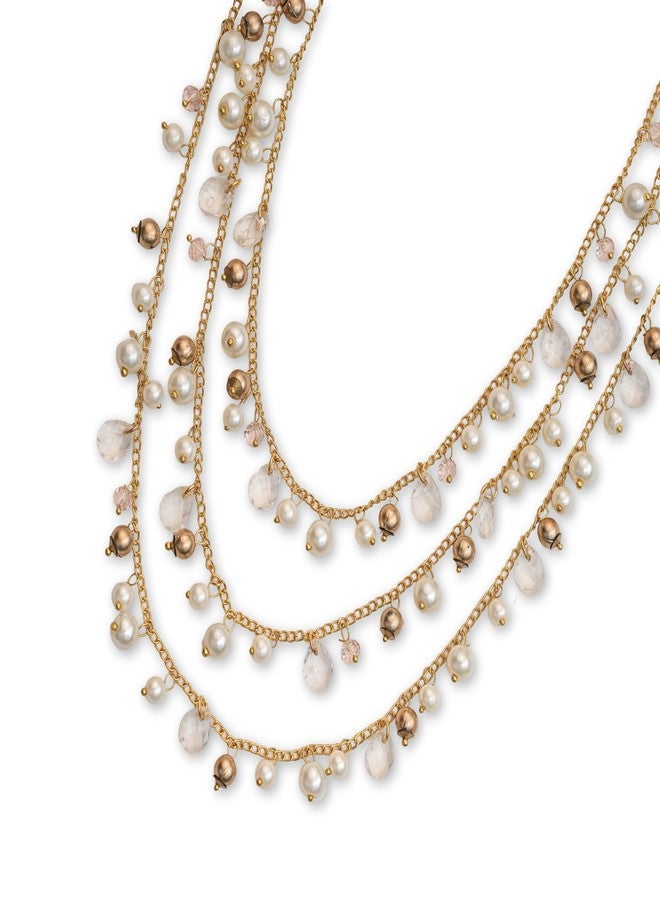 دي سي أيه قلادة نسائية من DCA باللون الأبيض والأرجواني والذهبي، متعددة الخيوط من الزجاج والمعدن (4413) - Image 1