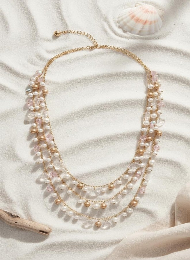 دي سي أيه قلادة نسائية من DCA باللون الأبيض والأرجواني والذهبي، متعددة الخيوط من الزجاج والمعدن (4413) - Image 4