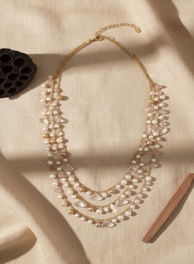 دي سي أيه قلادة نسائية من DCA باللون الأبيض والأرجواني والذهبي، متعددة الخيوط من الزجاج والمعدن (4413) - Image 3