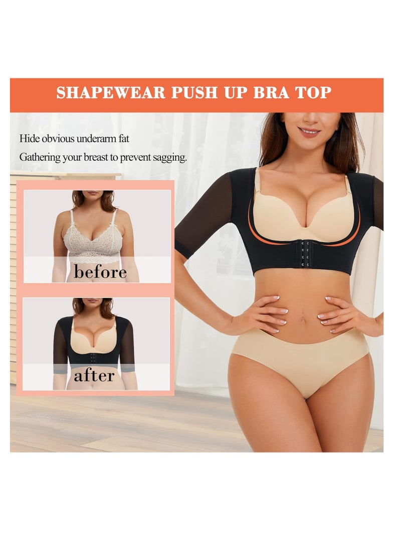 KASTWAVE Upper Arm Shaper, Post Surgery Arm Compression Sleeves, Posture Corrector Tops, Shapewear for Women, Back Support Shapewear, Post Surgery Compression Sleeve for Arm Shaper, Black XL - Image 4