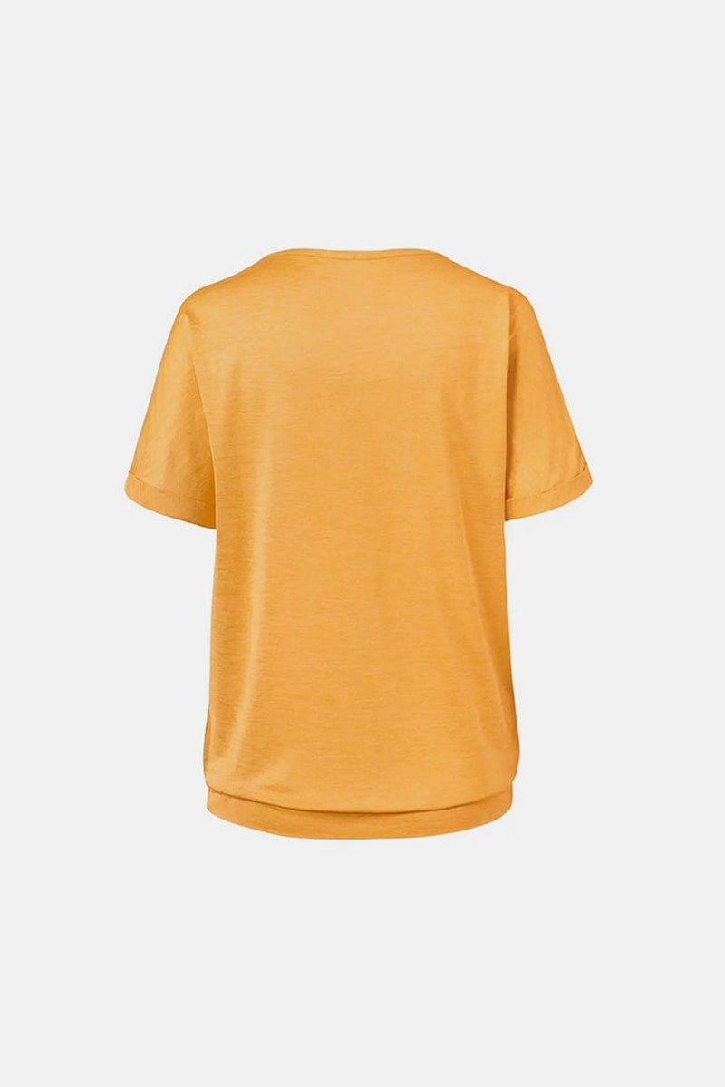 Tchibo تي شيرت رياضي نسائي بقصة قصيرة الأكمام، أصفر زعفراني - Image 2