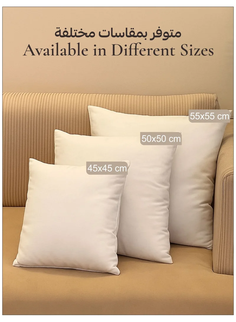 Donetella Cushion Insert 2-Pieces 50x50 cm – Soft Brushed Microfiber Throw Pillow Insert, Fluffy & Supportive, Ideal for Sofa, Couch, Chair & Bed, White