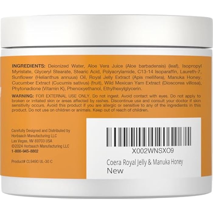 Coera Manuka Honey Cream | with Royal Jelly | 4oz | Hydrating Moisturizer for Face & Skin | Free of Parabens, SLS, & Fragrances | Packaging May Vary - Image 3