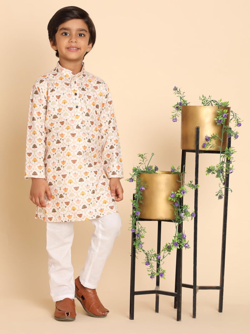 Pro-Ethic Style Developer Boys Heavy Cotton Printed Kurta and Pajama Set For Kid's Ethnic Wear (S-280), 15-16 years, Mustard - Image 2