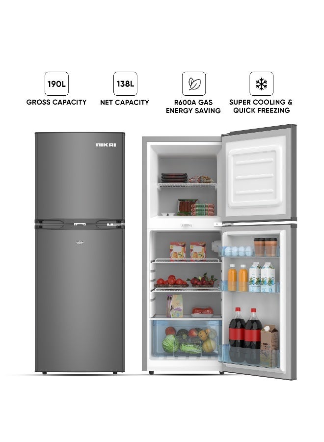 NIKAI ثلاجة نيكاي 190 لتر ذات بابين NRF190DN4S (فضي) + غسالة تحميل أمامي 7 كجم NWM701FN9 (أبيض) حزمة | إزالة الثلج، رفوف قابلة للتعديل، غسيل بالبخار، 1000 دورة في الدقيقة، توفير طاقة 4 نجوم | مثالية للمنزل والمطبخ والعائلة - Image 3