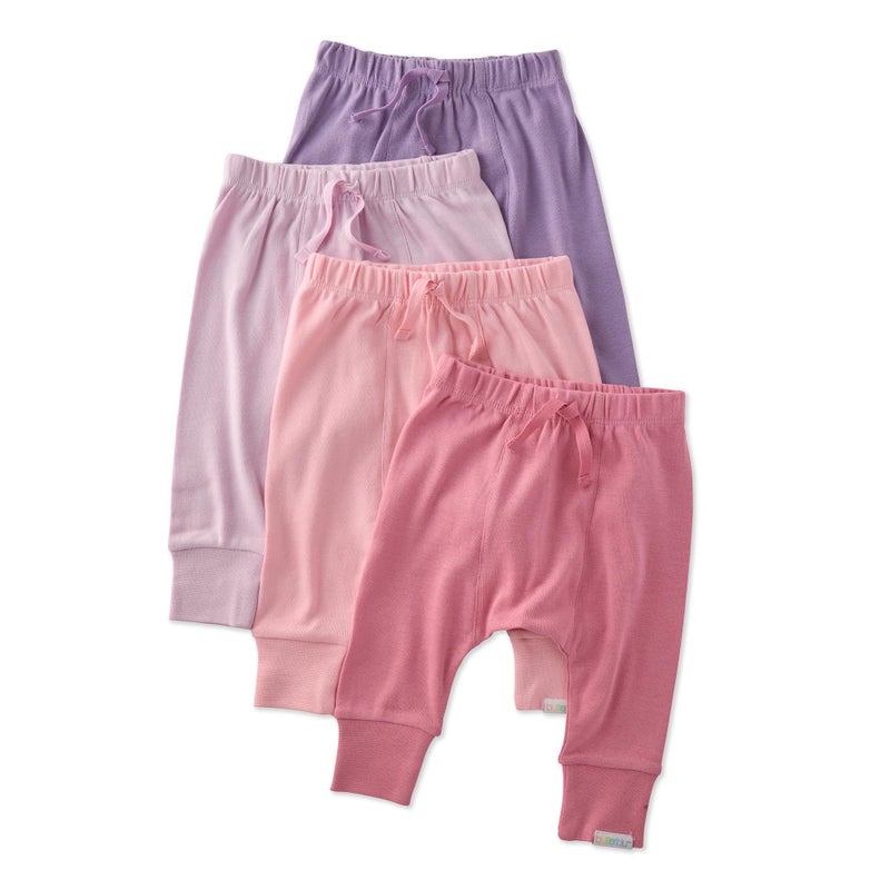Butterblu Jordan 4-Pack Jogger Pants 100% Organic Cotton Bottoms for Boys & Girls, Pink, 6-9 Months - Image 1