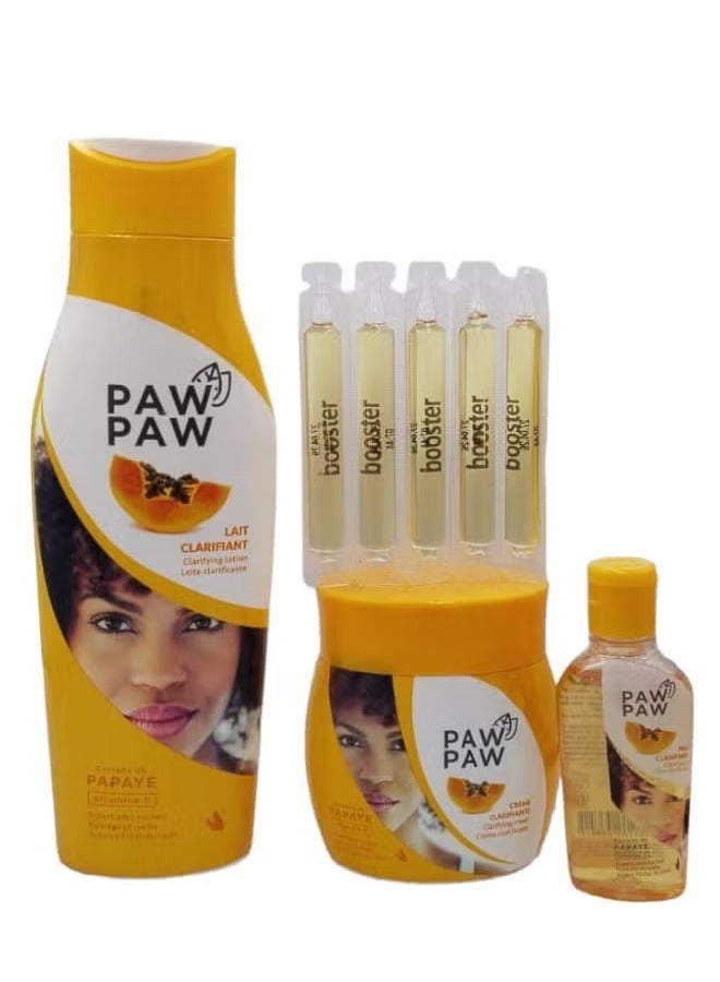 Body Purifying set with Papaya Extract and vitamin E Lotion 500ml Cream 300ml Oil 60ml Serum 35ml 
