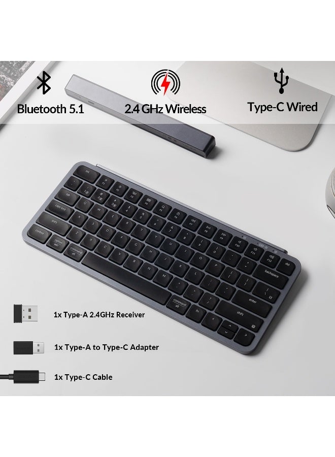 Keychron B1 Pro UltraSlim ZMKLauncher Wireless Bluetooth 24 GHzWired Connection Keyboard for Mac Windows Linux Gray - Image 2