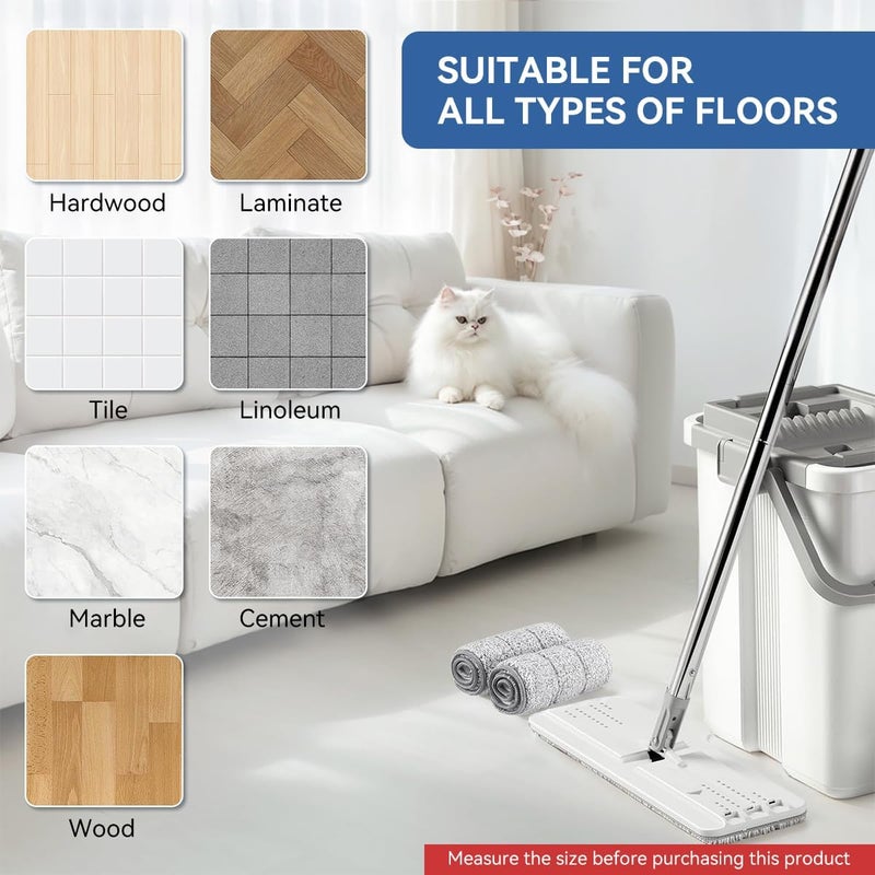 HASTHIP ® 8Pcs Replacement Mop Pads for Floor Flat Mops 12.99''x 4.72'' Wet & Dry Use Stick-on Microfiber Mop Pads Washable Mop Pads Universal Replacement Mop Pads - Image 2