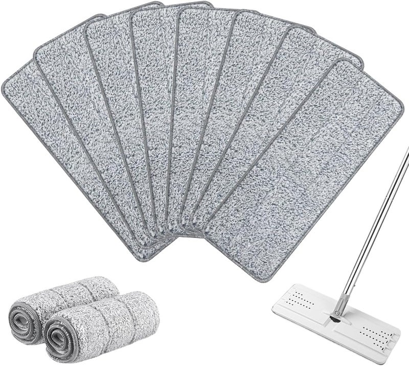 HASTHIP ® 8Pcs Replacement Mop Pads for Floor Flat Mops 12.99''x 4.72'' Wet & Dry Use Stick-on Microfiber Mop Pads Washable Mop Pads Universal Replacement Mop Pads - Image 1