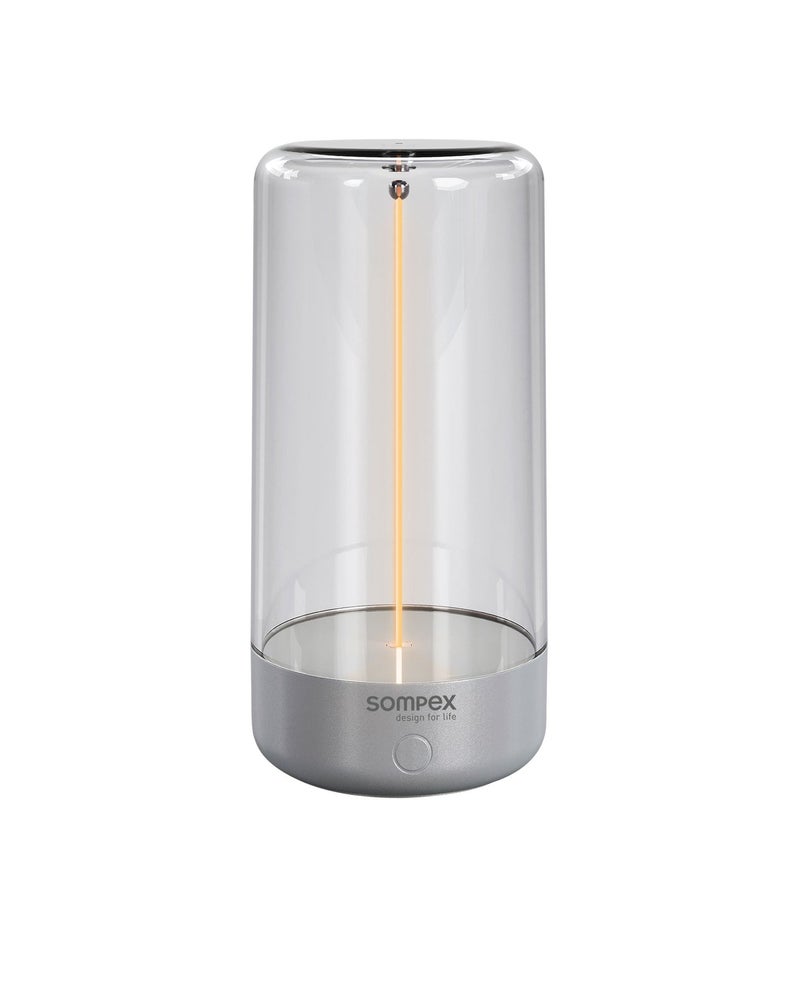 Sompex Pulse Compact Rechargeable Table Lamp | Sleek & Portable LED Light | IP54 (water-resistant) | Brightness memory function | Indoor & Outdoor Use | 3 warm light | 14.5 cm Height - Silver - Image 1