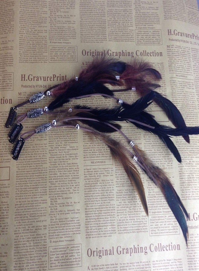 WLBON Feather Hair Clips Headband Hippie Indian Boho Barrettes Hair Bands Tassel Bohemian Halloween Hair Hoop Women Cute Hairband Party Decoration Cosplay Costume Handmade Headpiece Hair Accessories 3 Pcs - Image 4