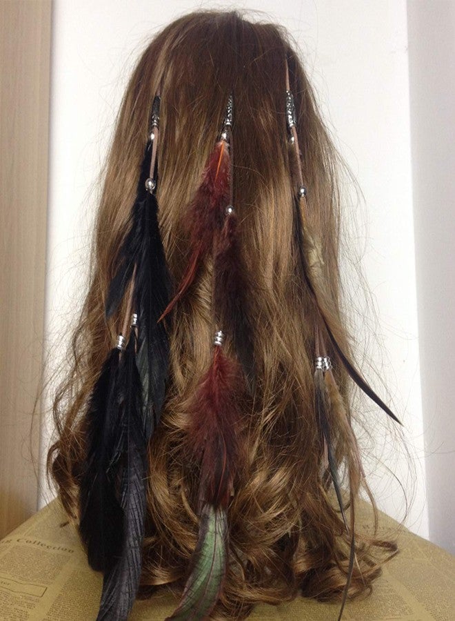 WLBON Feather Hair Clips Headband Hippie Indian Boho Barrettes Hair Bands Tassel Bohemian Halloween Hair Hoop Women Cute Hairband Party Decoration Cosplay Costume Handmade Headpiece Hair Accessories 3 Pcs - Image 2