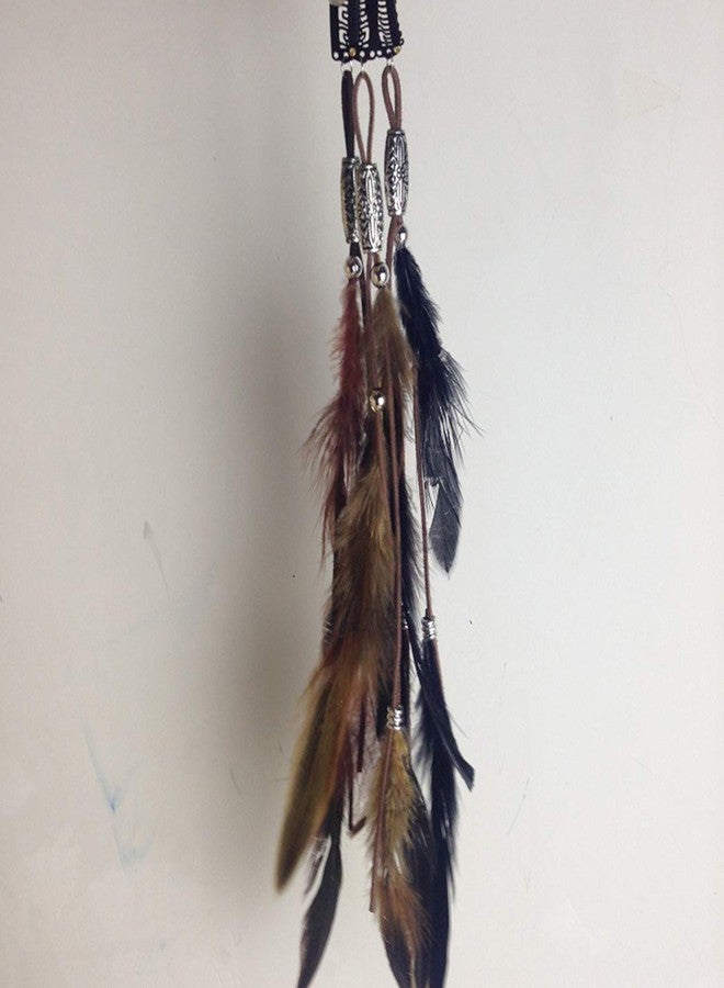 WLBON Feather Hair Clips Headband Hippie Indian Boho Barrettes Hair Bands Tassel Bohemian Halloween Hair Hoop Women Cute Hairband Party Decoration Cosplay Costume Handmade Headpiece Hair Accessories 3 Pcs - Image 5