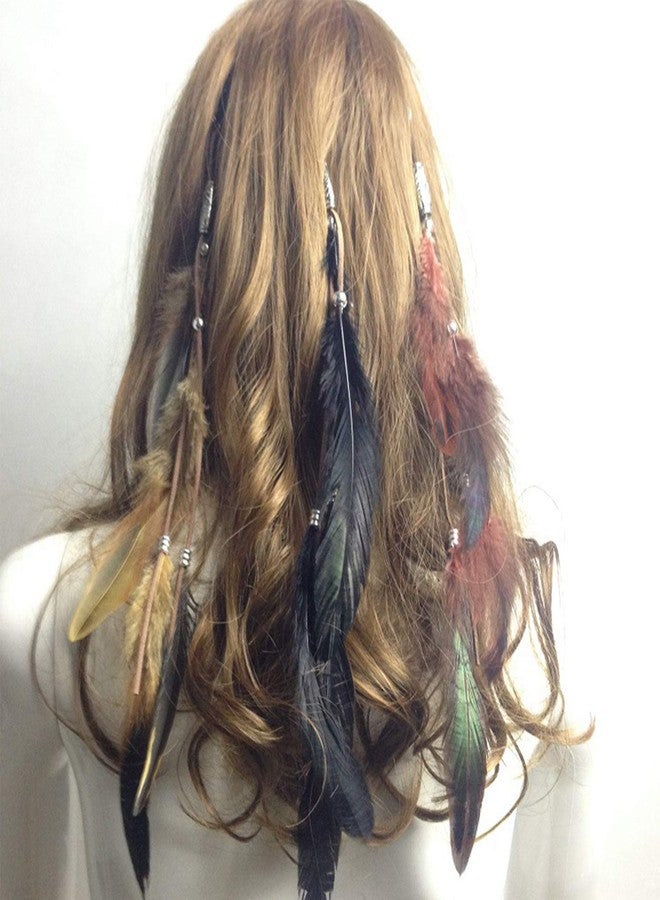 WLBON Feather Hair Clips Headband Hippie Indian Boho Barrettes Hair Bands Tassel Bohemian Halloween Hair Hoop Women Cute Hairband Party Decoration Cosplay Costume Handmade Headpiece Hair Accessories 3 Pcs - Image 3