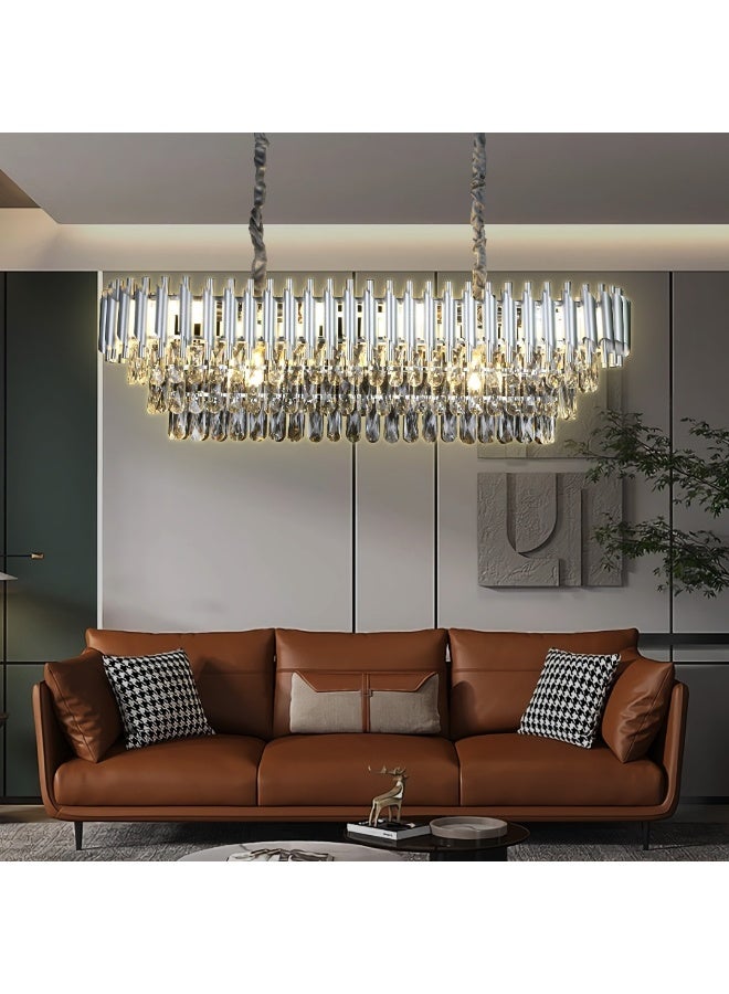 Hummer Modern rectangular silver chandelier E14, diameter 100*35 cm - Image 1