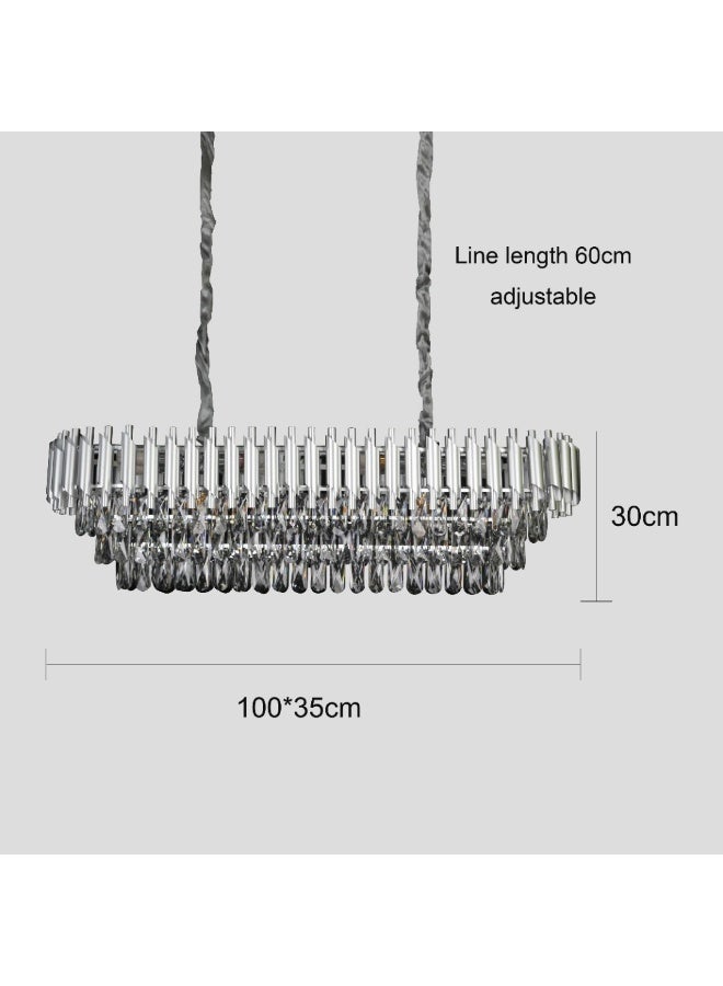 Hummer Modern rectangular silver chandelier E14, diameter 100*35 cm  - Image 1