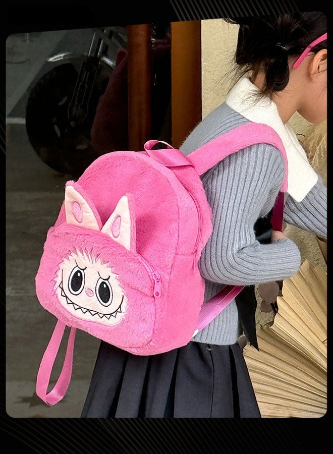 New Style Labubu Cartoon Lovely School Bag  Large Capacity Shoulder Backpack Wear-resistant Lightweight Student Backpack with Adjustable Straps for Kids Pink - Image 4