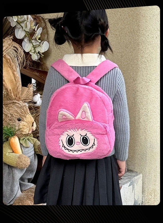New Style Labubu Cartoon Lovely School Bag  Large Capacity Shoulder Backpack Wear-resistant Lightweight Student Backpack with Adjustable Straps for Kids Pink - Image 2