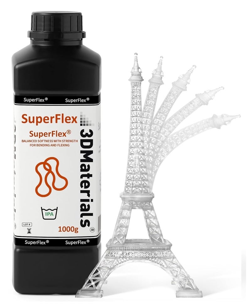 3DMaterials SuperFlex 3D Printer Resin, Softness 80A Simulating Flexible Rubber, Made in Korea by (1000g, Clear) - Image 1