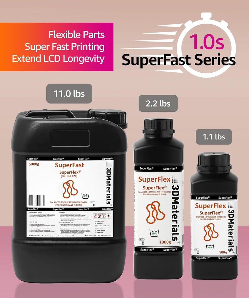 3DMaterials SuperFlex 3D Printer Resin, Softness 80A Simulating Flexible Rubber, Made in Korea by (1000g, Clear) - Image 5