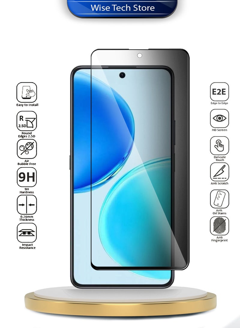 دبليو تيك واقي شاشة زجاجي مقوّى كامل الغطاء بكامل الغراء لسلسلة Honor X8d 4G 2025 Premium E2E للخصوصية (MSGECP) - شفاف/أسود - Image 2