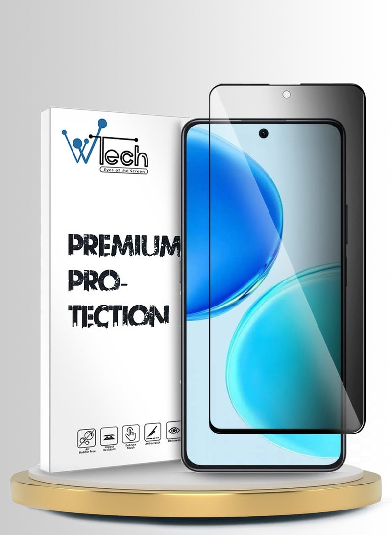 دبليو تيك واقي شاشة زجاجي مقوّى كامل الغطاء بكامل الغراء لسلسلة Honor X8d 4G 2025 Premium E2E للخصوصية (MSGECP) - شفاف/أسود - Image 1