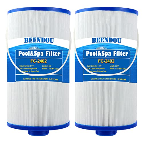 Beendou 303279 Spa Filter Hot Tub Filter,Replacement for FC-2402, PFF42TC-P4, 78460, SD-01322, Lifesmart, AquaTerra, Freeflow Spas, 1 1/2" MPT Thread (2 Pack) - Image 1