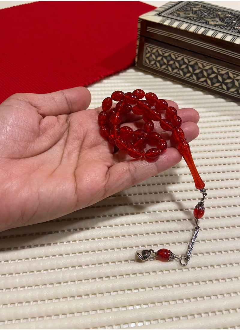just naturals - Small Faturan Bakelite Prayer Beads For Men 33 Beads Size 8mm x 10.5mm - Image 1
