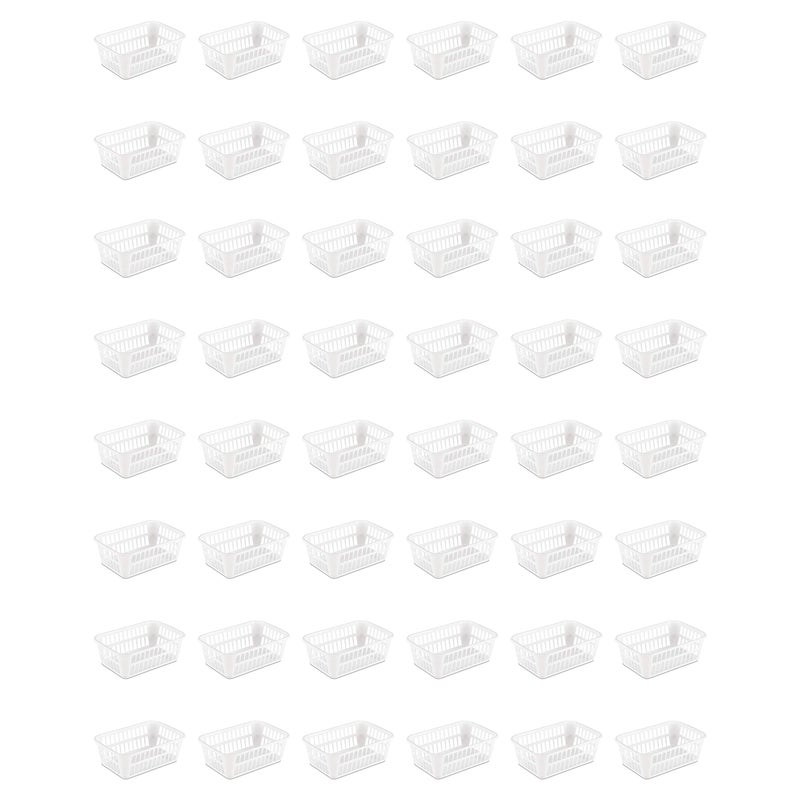 Sterilite Storage Basket Plastic Basket to Organize Closets Shelves or Countertops in the Kitchen or Bathroom White 48Pack