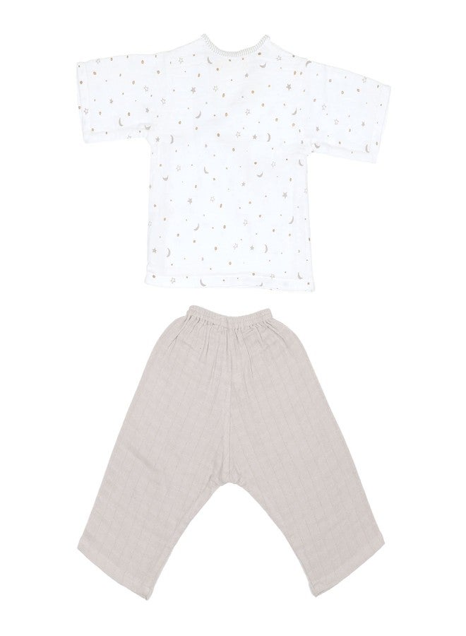 Masilo Organic Cotton Muslin Kimono Top and Pant Set for Baby, 6 to 12 Months - starry Night (Metallic) - Image 5