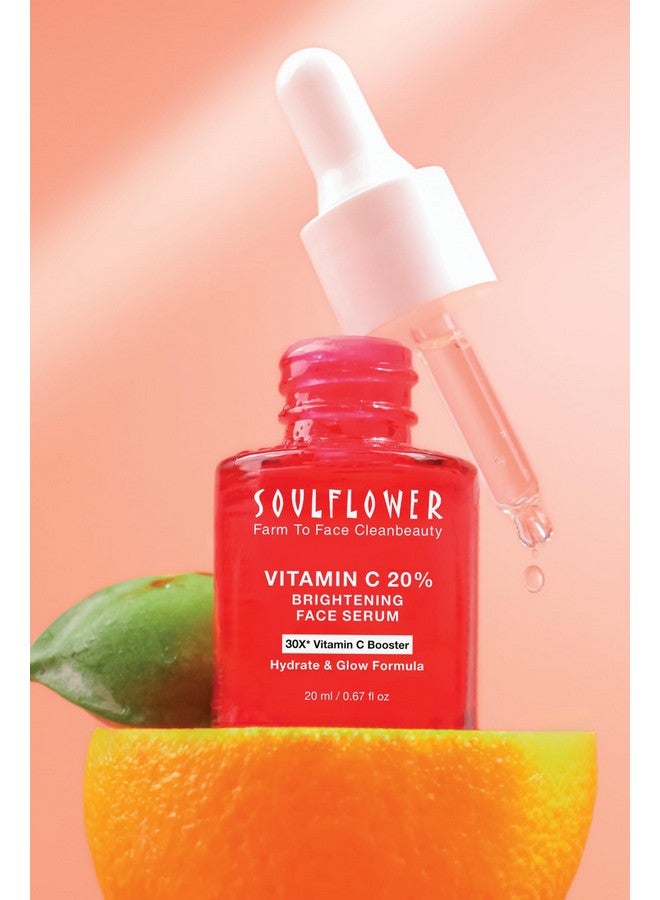 Soulflower 20% Vitamin C Face Serum For Glowing Skin Dark Spot Reduction Pigmentation With Kakadu Plum Lemon Succinic Acid & Vitamin E For Men & Women 30X* Vitamin C Booster Formula 20Ml - Image 5
