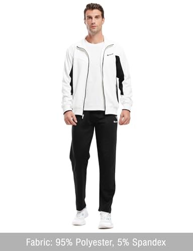 TBMPOY Men's Tracksuits Sweatsuits for Men Set Track Suits 2 Piece Casual Athletic Jogging Warm Up Full Zip Sweat Suits White/Black S - Image 3