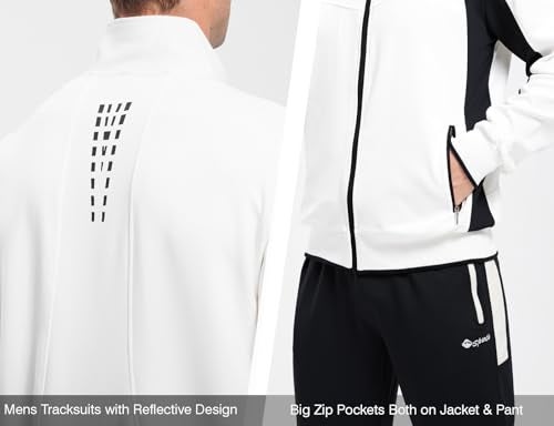 TBMPOY Men's Tracksuits Sweatsuits for Men Set Track Suits 2 Piece Casual Athletic Jogging Warm Up Full Zip Sweat Suits White/Black S - Image 5
