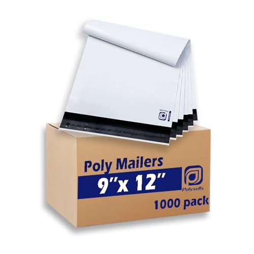 POLYSELLS 1000 pcs 9x12 Inch White Poly Mailers Shipping Envelopes, Strong Adhesive Sealing, Waterproof, and Tear-resistant Postal Mailing Bags for Clothing, Books, and Accessories - Image 1