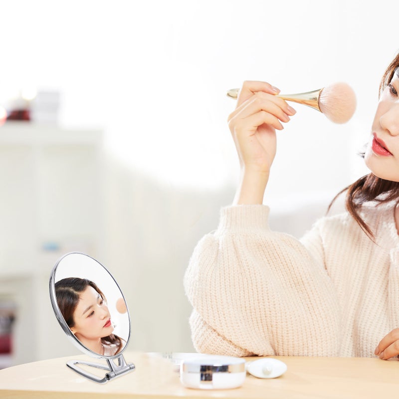 Desk Mirror with 3x Magnification for Makeup and Grooming, Rotating Design - Image 4
