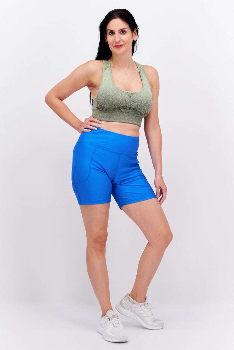 PUMA Women Tight Fit Pull-On Running Shorts, Blue - Image 2