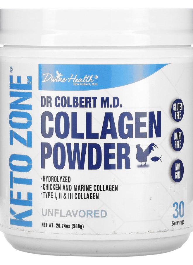 Divine Health - Dr. Colbert's Keto Zone Collagen Powder Unflavored 20.74 oz (588 g) - Image 1