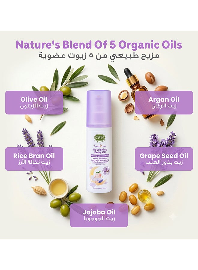 Enfant Organic Sweet Dreams Baby Massage Oil with Olive, Argan, Jojoba and Lavender Scent, Baby Nourishing Body Oil for Babies and Toddlers, 100ml - Image 2