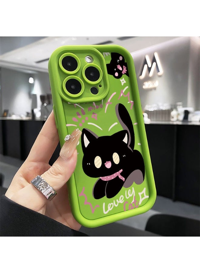 NIBEMINENT Scare The Kitten Protective TPU Case Cover For iPhone 15 Pro Max, Green
